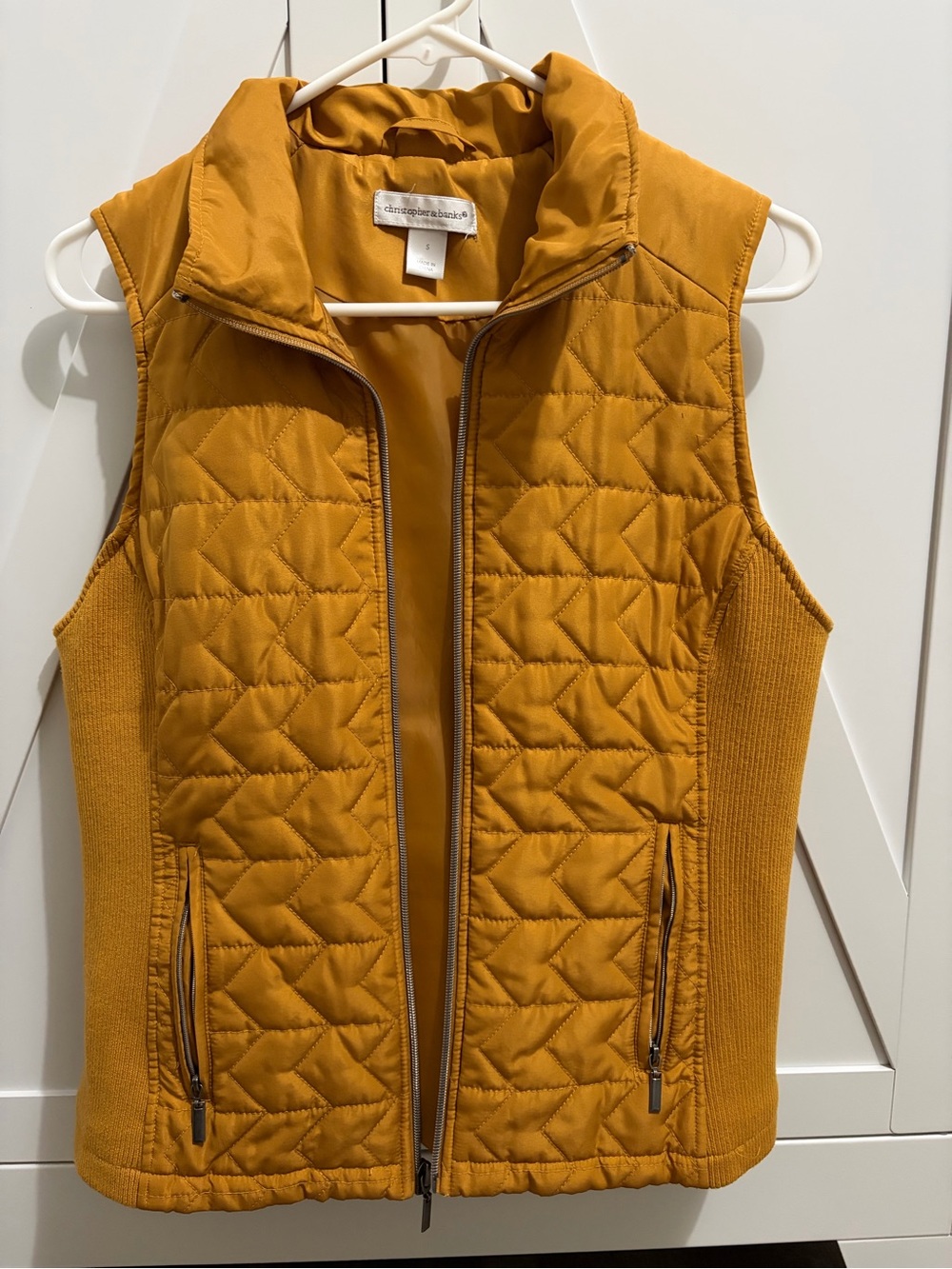 Christopher & Banks Quilted Mustard Yellow Vest